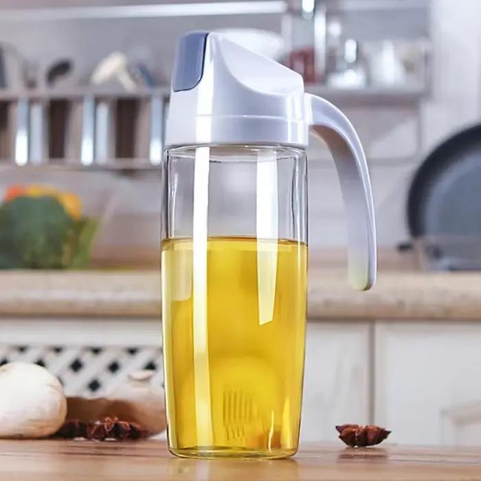 Bouteille d'huile en verre à ouverture automatique, pot de stockage d'assaisonnement créatif, outil de cuisine pratique, évaluation de l'assaisonnement liquide