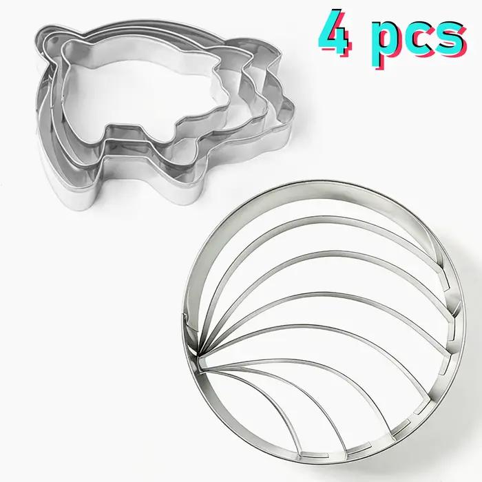 Lot de 4 moules à pain mexicain en acier inoxydable, mignons et pratiques, 3 tailles, emporte-pièces cochon, tampon Concha, qualité alimentaire antiadhésif pour le bricolage