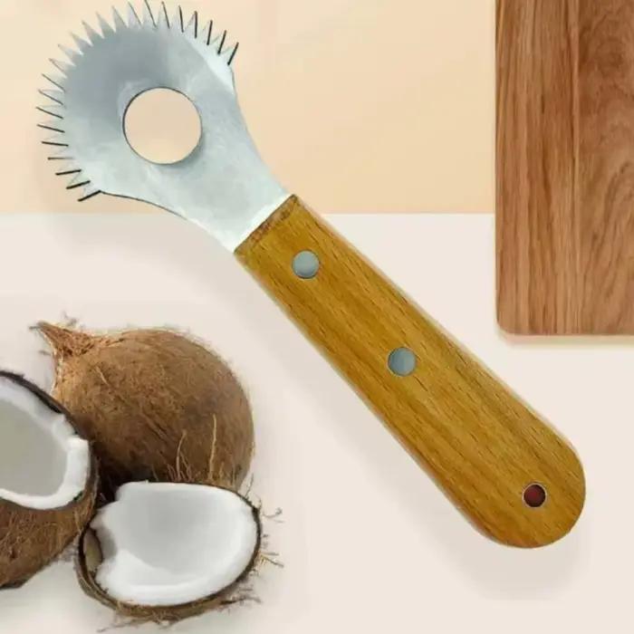 Râpe à noix de coco manuelle avec manche en bois