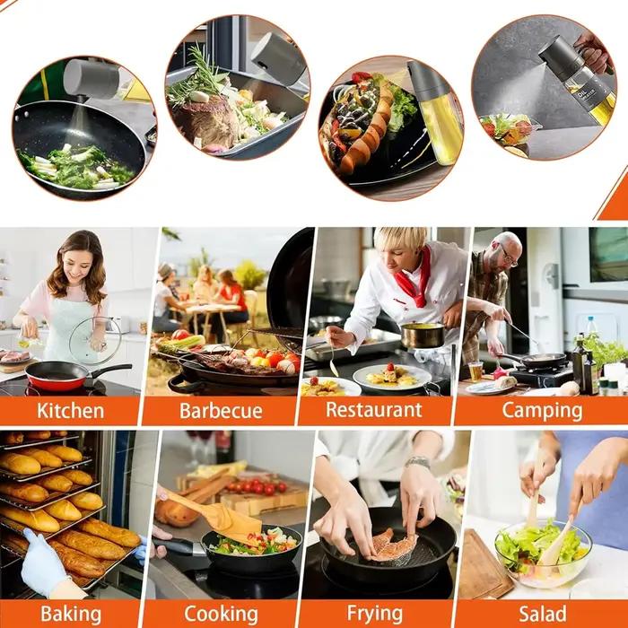 Pulvérisateur d'huile en verre 250ml pour cuisson saine, flacon pulvérisateur huile de cuisine pour friteuse à air chaud, outil de cuisine élégant pour occasions spéciales