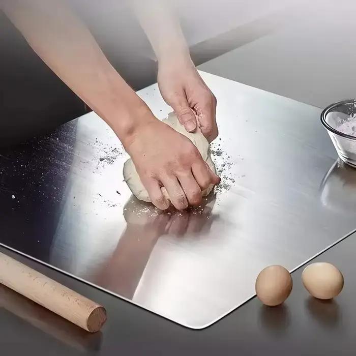 Planche à découper pliante en forme de L, planche à découper double face en acier inoxydable, panneau de coupe et de pétrissage de fruits ménagers de cuisine