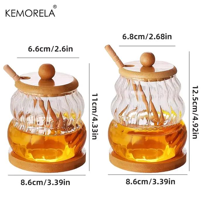 KEMORELA pot à miel avec cuillère et couvercle d'étanchéité pot