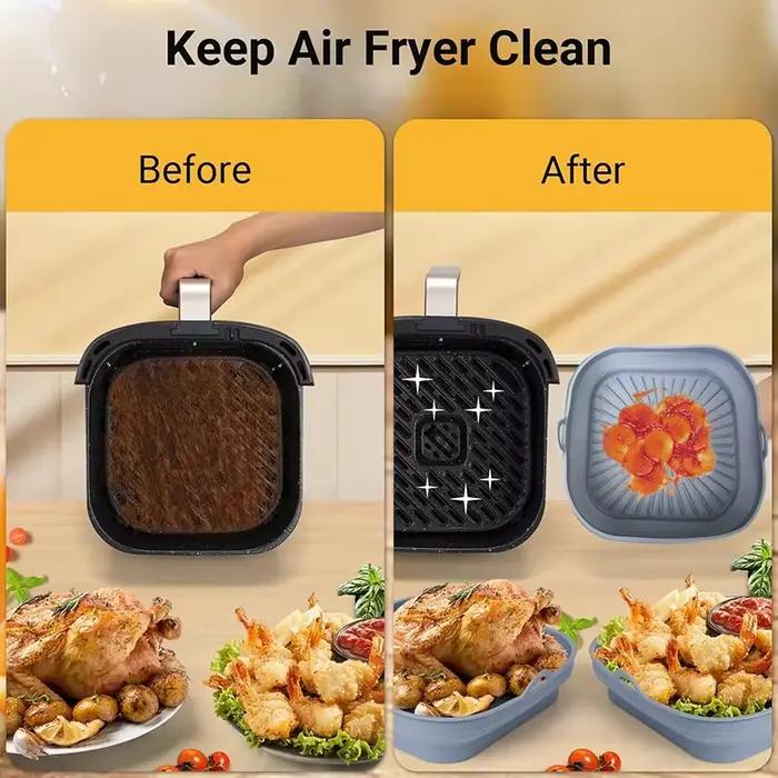 Accessoire de friteuse à Air XXL pour Cosori 5,5L 6,4L Cecotec 5,5L 6L Ninja 180 Silicone Reusable Square Dish