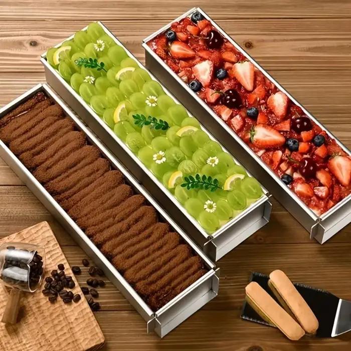 Moule à gâteau Tiramisu amovible rectangulaire antiadhésif en alliage d'aluminium bricolage moule à Mousse Tiramisu cuisson outils professionnels
