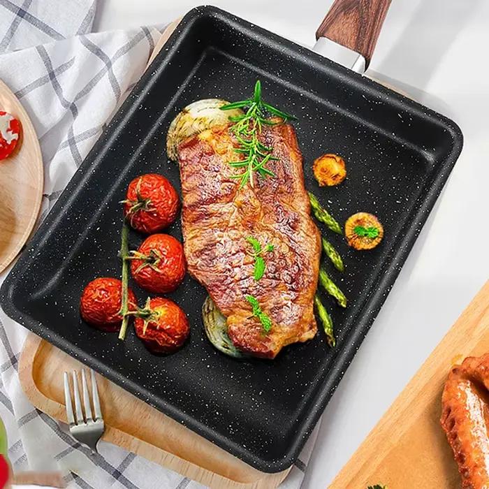 Poêle à omelette japonaise antiadhésive Tamagoyaki, poêle à œufs en fonte carrée, petite poêle de cuisine pour omelettes, steak, camping