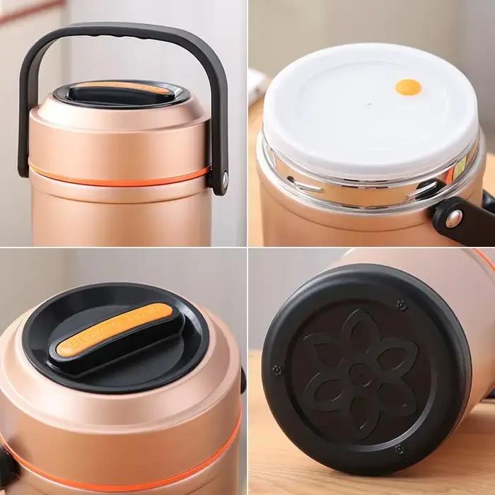 Boîte à lunch thermos en acier inoxydable pour femmes grandes capacités 3L soupes boissons chaudes pique-niques pique-niques en plein air travail