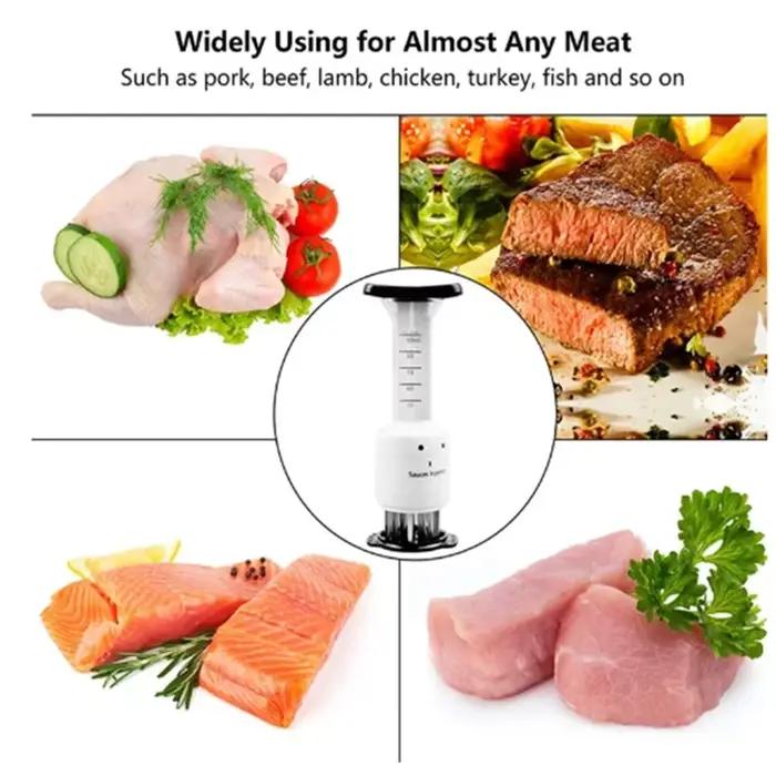 Outil d'attendrisseur de viande et injecteur de marinade pour barbecues et cuisine à domicile occasions spéciales pour viandes et volailles