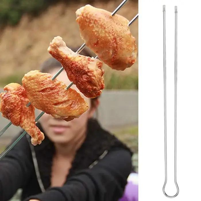 Ensemble de brochettes de Barbecue Double en acier inoxydable, 6/10/12 pièces, bâtonnets de Barbecue en métal, outils de pique-nique pour le Camping
