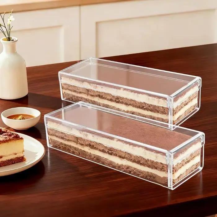 ㈅ Boîte à Tiramisu Transparente, Contenant à Tiramisu Multifonctionnel en Acrylique Robuste, Modèle Rectangulaire pour Mariage, Cuisine, Pâtisserie