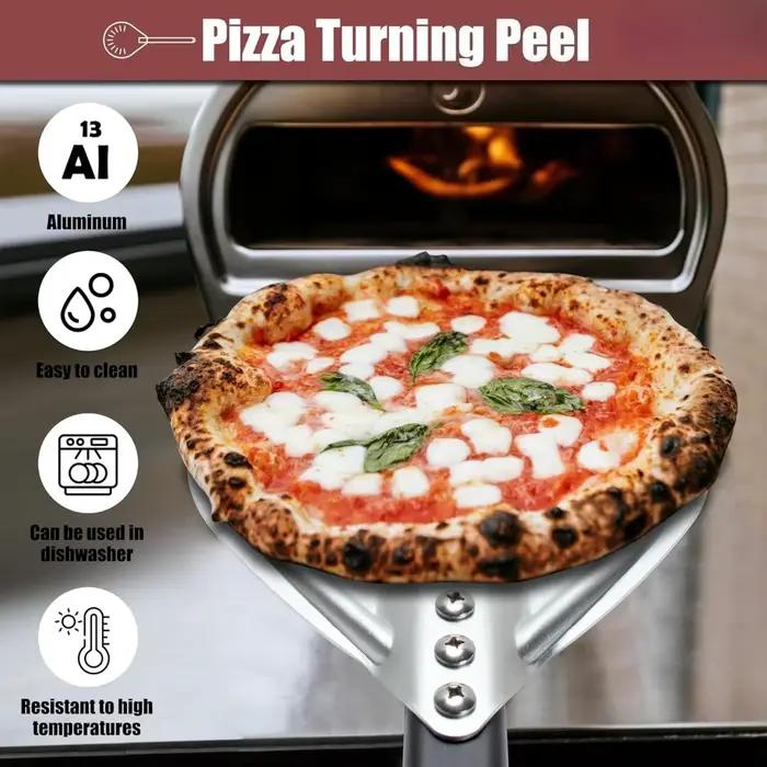 Pelle à pizza perforée en aluminium avec long manche, pour four domestique