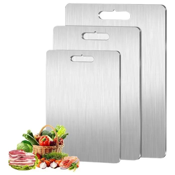 Planches à découper en titane de cuisine, planche en acier inoxydable 316, Double face de qualité alimentaire, ensemble d'ustensiles de cuisine portables pour fruits et viandes