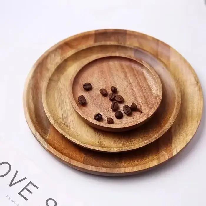 Nouvelle Assiette Ronde en Bois DIY 2026 de 15/20/25 cm pour le Thé, la Table, les Snacks, le Pain et les Fruits Secs