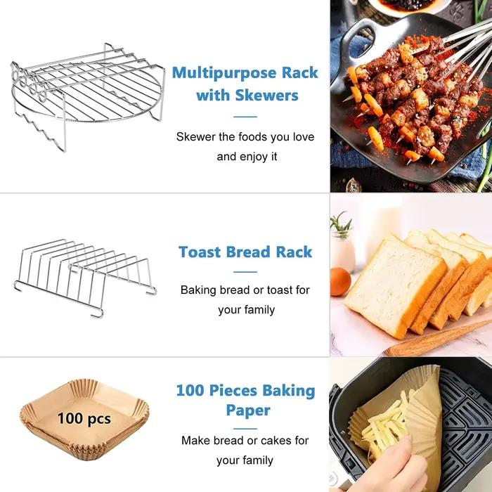Ensemble d'Accessoires pour Friteuse à Air Antiadhésif Sûr et Durable, Outils Universels de Cuisine 13 Pièces Polyvalents pour Cuisiner Gâteaux, Barbecue Maison, Pizzas, Occasions Spéciales