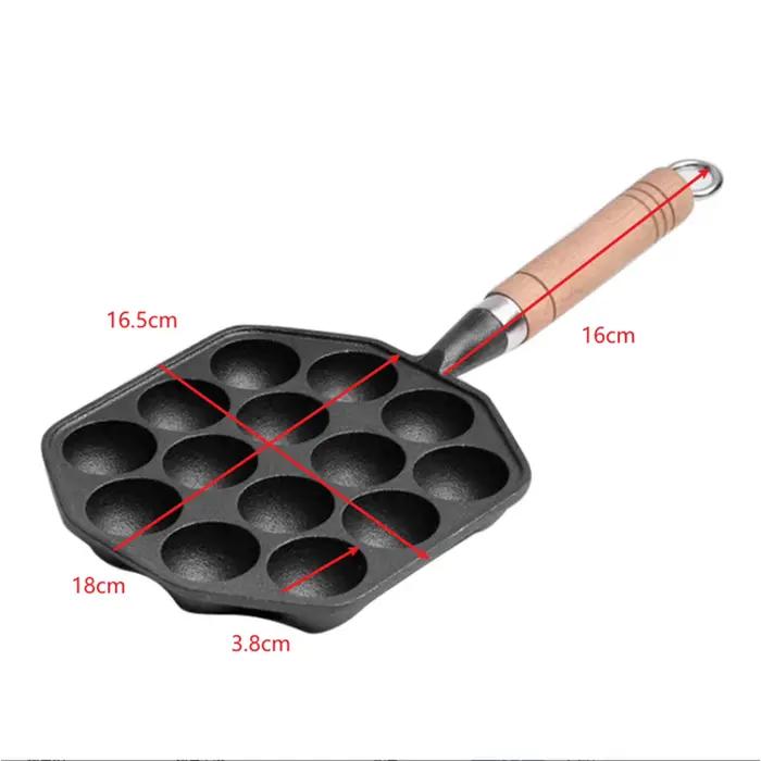 Poêle Takoyaki en fonte antiadhésive 14 trous pour préparer des boulettes de viande à la maison occasions familiales et amicales