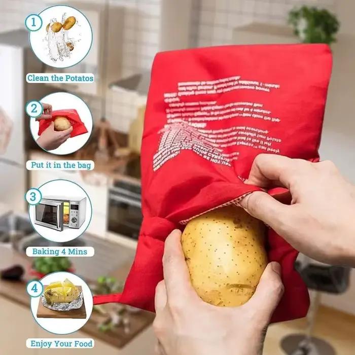 Sac de cuisson réutilisable pour micro-ondes tissu respectueux de l'environnement pour patates douces et maïs grillés occassions familiales et amicales