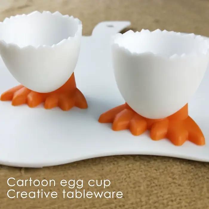 Porte-œufs en plastique avec pieds, 1/2/4 pièces, mignon, créatif, séparateur René à la coque, conteneur, accessoires de cuisine