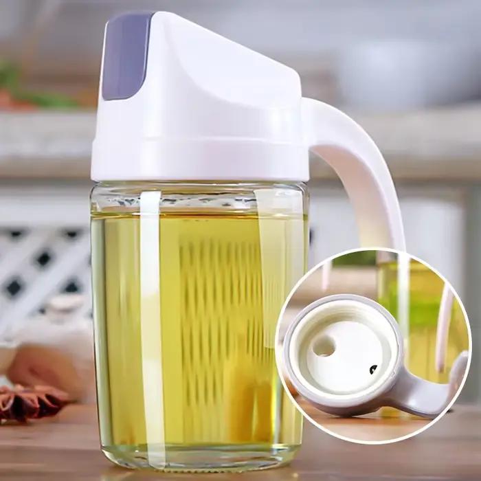 Bouteille d'huile en verre à ouverture automatique, pot de stockage d'assaisonnement créatif, outil de cuisine pratique, évaluation de l'assaisonnement liquide