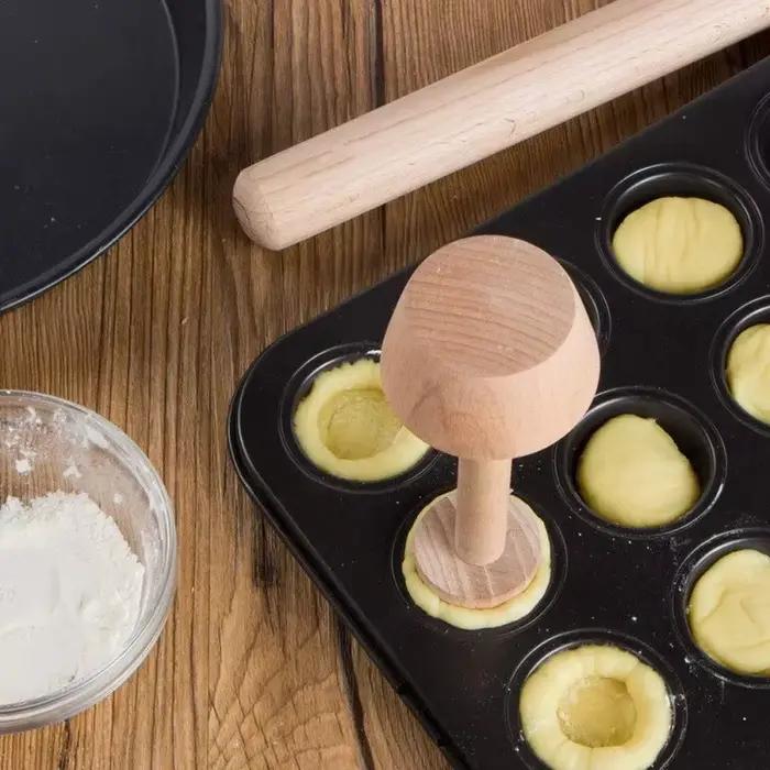 Poussoir à Tarte aux emoufs en Bois Double Face, Gadgets de Cuisine, Moule à Gâteau