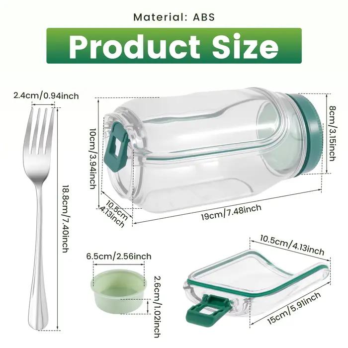 Boîte à salade portable Salad Pod en ABS avec compartiments séparés pour salades fraîches et vinaigrettes occasions de voyage et pique-nique