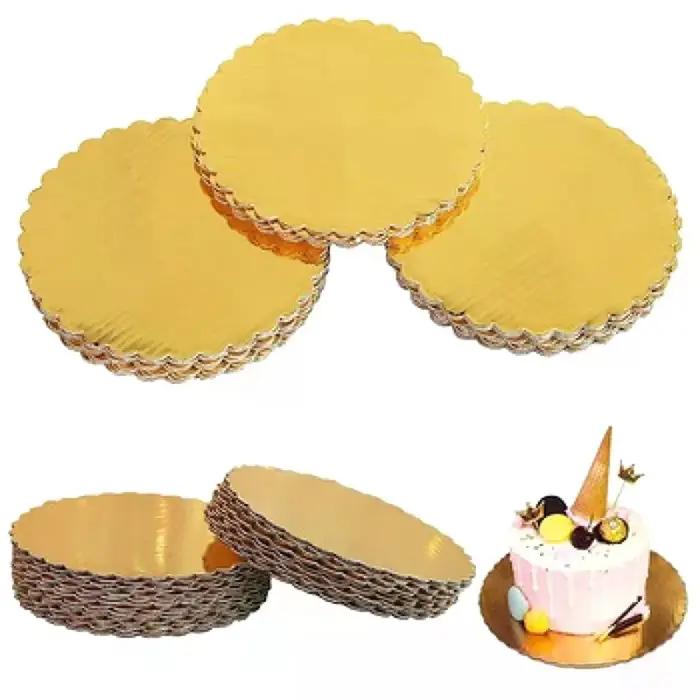 Planches à gâteaux dorées de 4 à 10 pouces en carton de qualité alimentaire pour présentation de desserts et célébrations multiples occasions