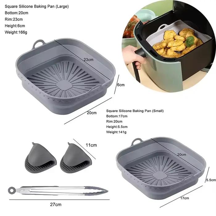 Accessoire de friteuse à Air XXL pour Cosori 5,5L 6,4L Cecotec 5,5L 6L Ninja 180 Silicone Reusable Square Dish