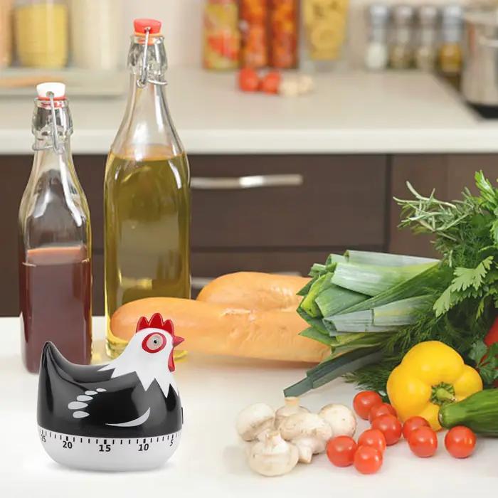 Minuteur de cuisine en forme de poulet, en plastique, avec fonction de rappel et compte à rebours, alarme sonore