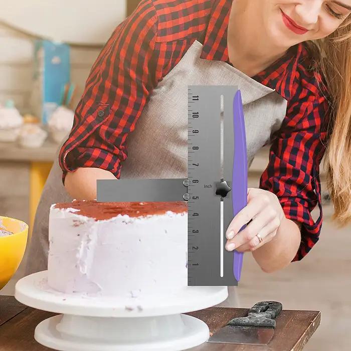 Grattoir à gâteau réglable, peigne à gâteaux, coins croustillants, bord de gâteau plus lisse, accessoires de cuisine en acier inoxydable, outils de cuisson à faire soi-même
