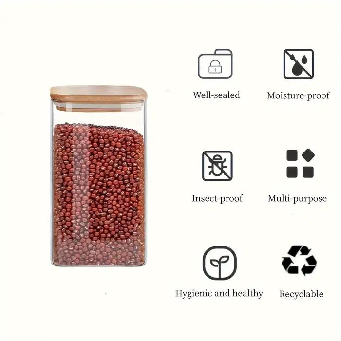 1/2/4/8 pièces, pots en verre de 10oz avec couvercles hermétiques, pots de bonbons, récipients de stockage des aliments avec couvercles en bambou, pots transparents