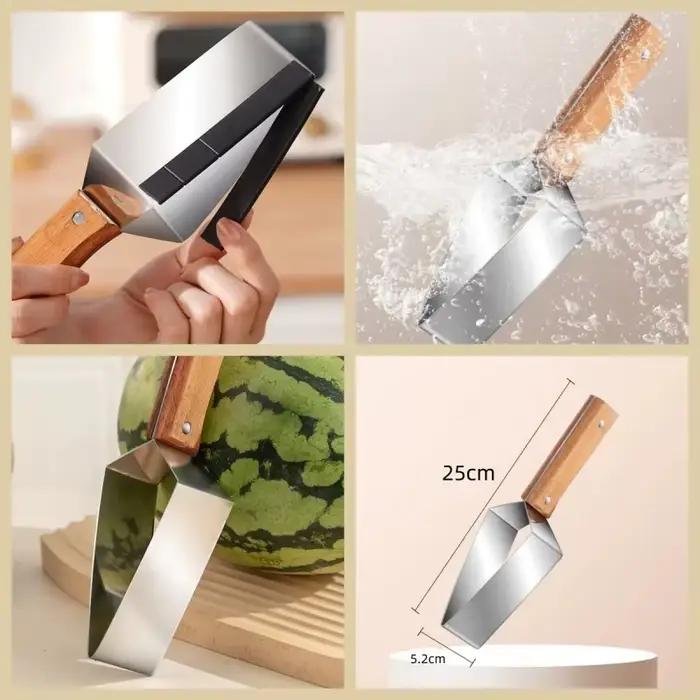 Coupe-pastèque 2 en 1, coupe-fruits à économie d'effort avec ouvre-bouteille, en acier inoxydable, accessoires de cuisine innovants
