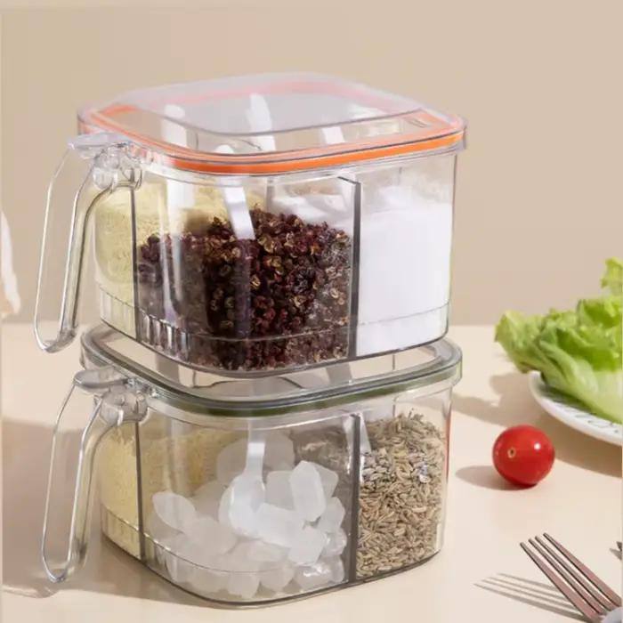 Boîte d'assaisonnement au sel multi-grille avec cuillères et couvercle scellé