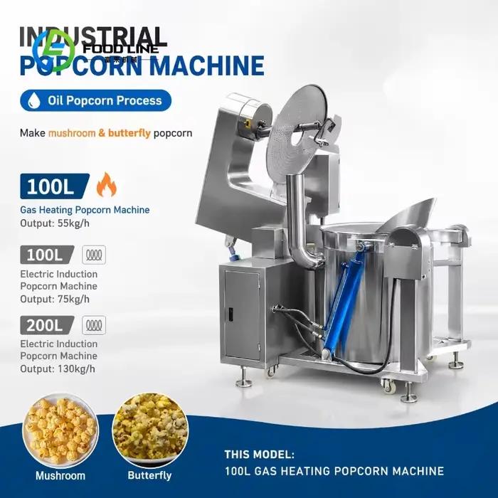 Machine à Popcorn Grande Capacité Personnalisée Chauffage Gaz/Électrique Saveur Caramel Beurre Équipement de Traitement Champignons Papillons