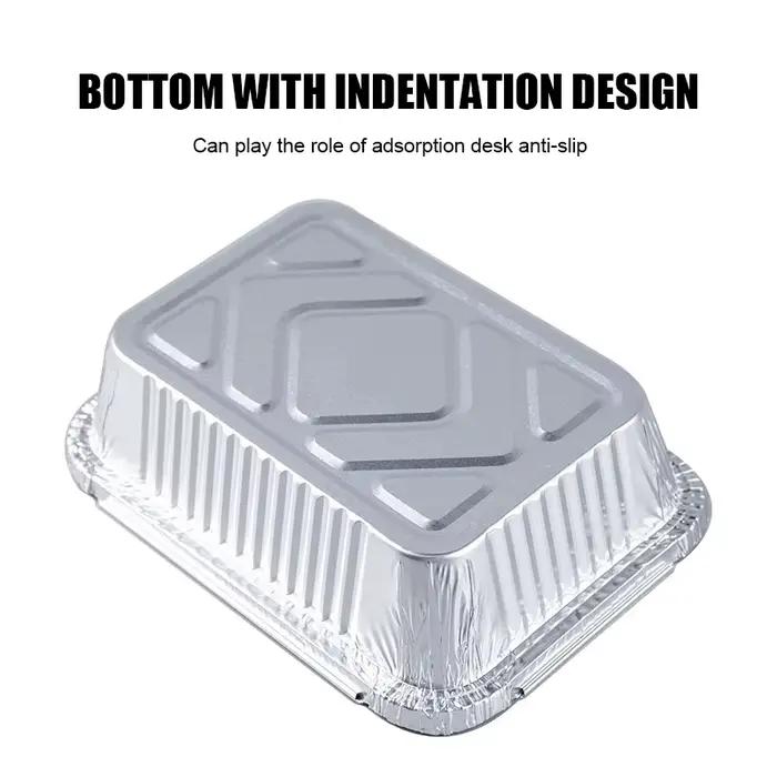 Barquette rectangulaire en aluminium de 700 ml avec couvercle en carton