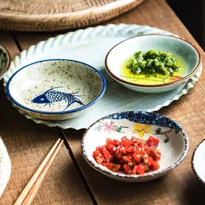 Lot de 5 assiettes à sauce et plats à collation de style japonais