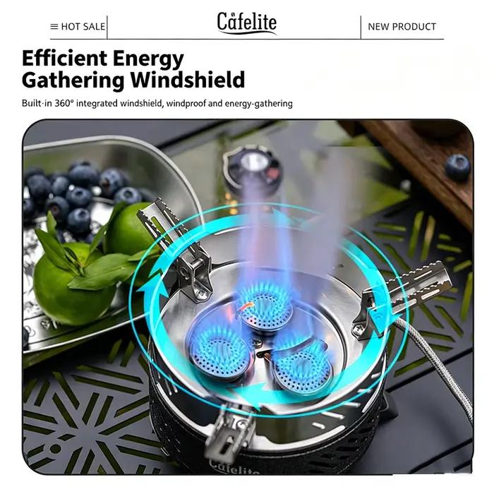 Réchaud de camping portable à gaz, brûleur séparé, tube de préchauffage, 8800W haute puissance, pare-vent, pieds pliables, au butane, pour la randonnée et la pêche