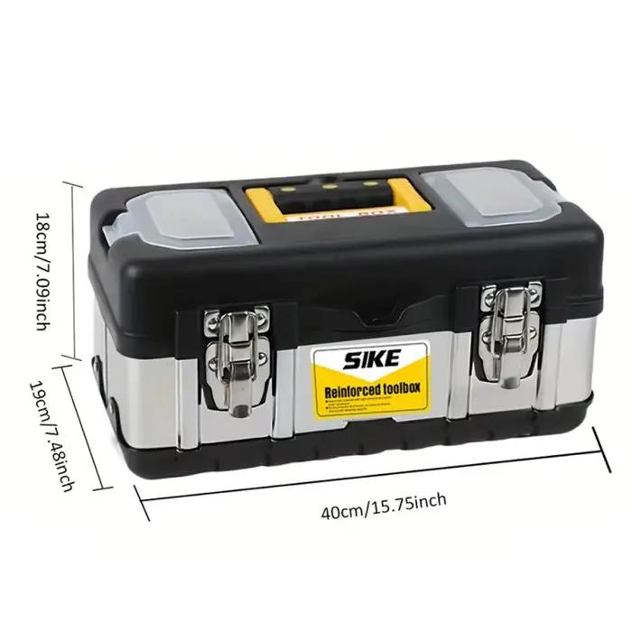 Boîte de rangement portable à double couche en acier inoxydable