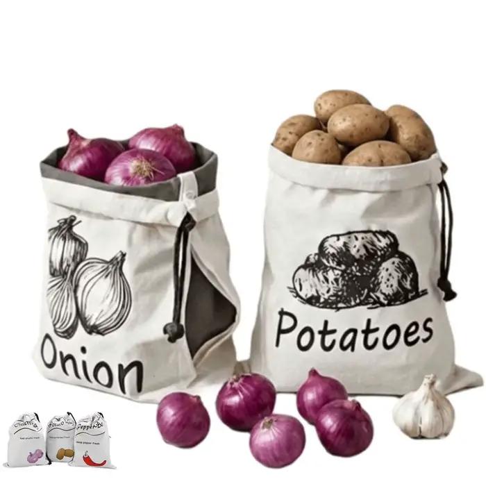 Sac de rangement portable et réutilisable pour oignons et pommes de terre