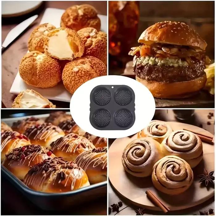 Moule à pain en silicone pour la préparation de mini-gâteaux et pains, design rond, conception ventilée, résistant à la chaleur, pour la cuisson et l'entretien facile, idéal pour la maison et les occasions spéciales
