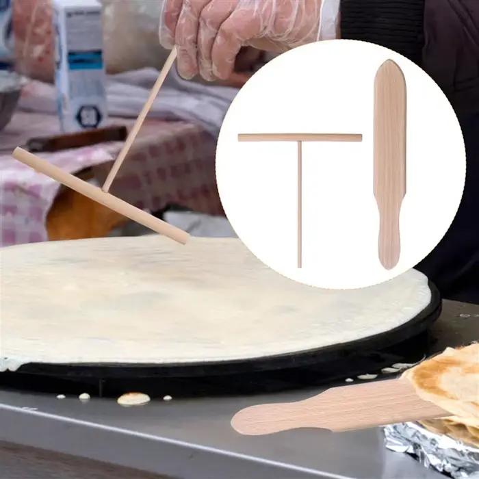 ABUN-ensemble de spatules bâtons en T en bois pour étaler la pâte à crêpes, ensemble de 8 ustensiles pour crêpière uniforme, out