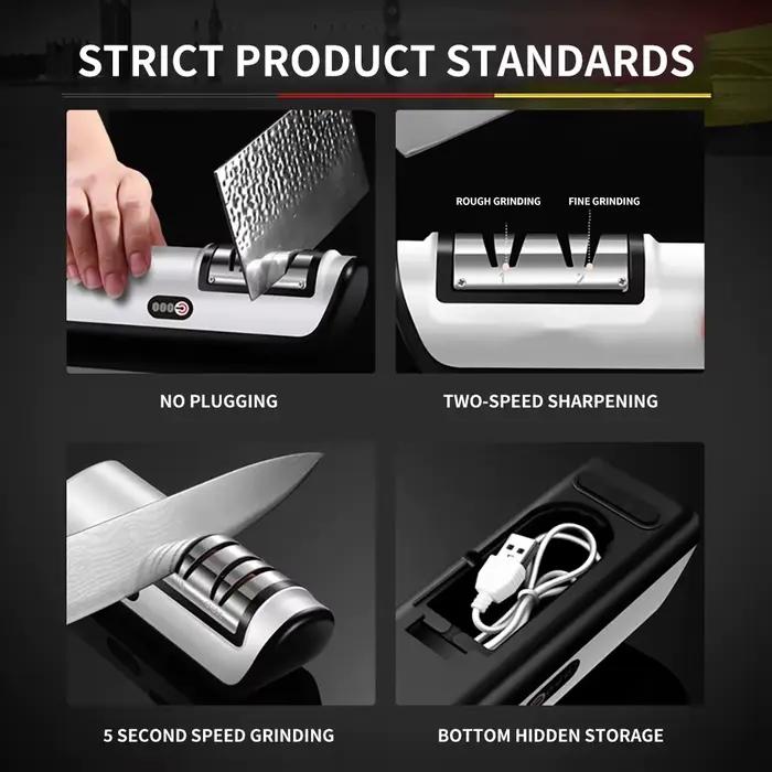Affûteur de couteaux électrique réglable USB rechargeable pour couteaux de cuisine et ciseaux de ménage rapide et précis pour cuisiniers professionnels et amateurs