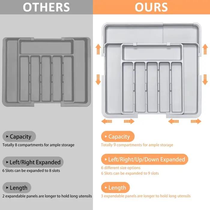 Organisateur de tiroir de cuisine extensible gris