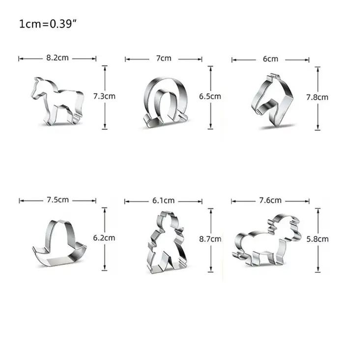 6 pièces Biscuits en acier inoxydable Coudons dessin animé Moules gâteau cow-boy cheval blanc haute qualité