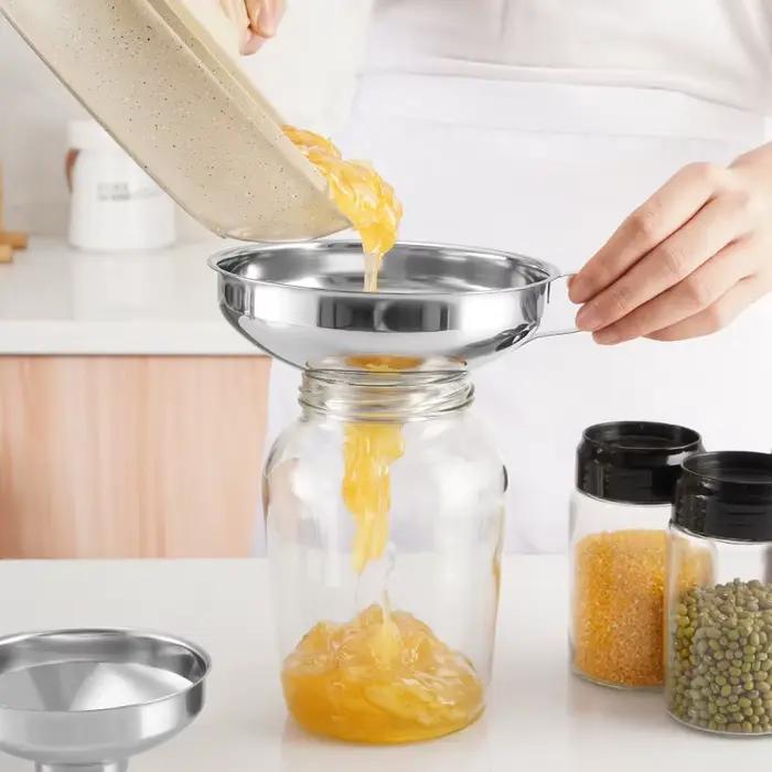 Entonnoir de mise en conserve à large bouche en acier inoxydable, 2 tailles, très populaire, pour pansement de salade, entonnoir liquide, filtre à trémie, outils de cuisine, Gadgets