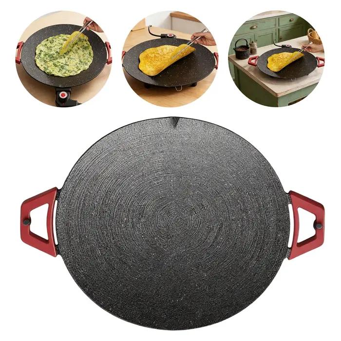 Grill électrique d'intérieur sans fumée et plaque de cuisson antiadhésive avec poignées, grill de table à chauffage rapide de 11,8 pouces pour steaks, hamburgers, crêpes