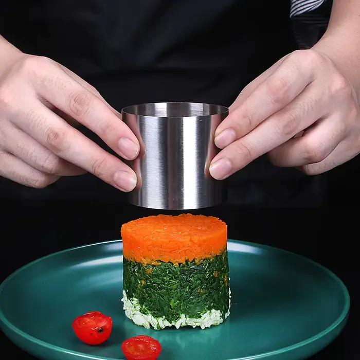 Moule Rond en Acier Inoxydable avec Poussoir pour Gâteau