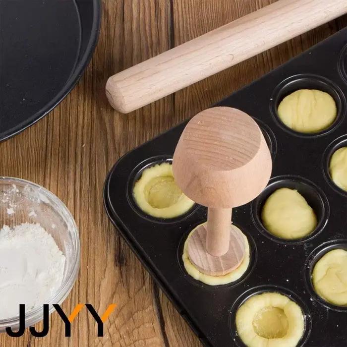 Moule à tarte aux œufs en bois, Base à tarte à Double tête, outil de cuisson de gâteaux, accessoires de cuisine écologiques