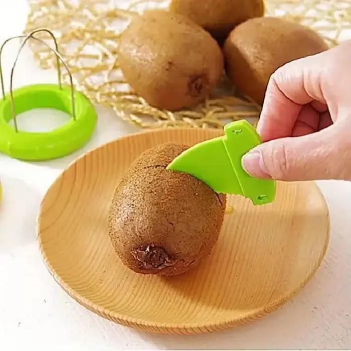 Outil fendu pour éplucher le kiwi, coupe créative, ustensile pour éplucher les kiwis, creuser des fruits, trancheur, couteau à fruits, design élégant et durable, ustensile multifonctionnel pour cuisine, cadeau idéal pour les amateurs de cuisine