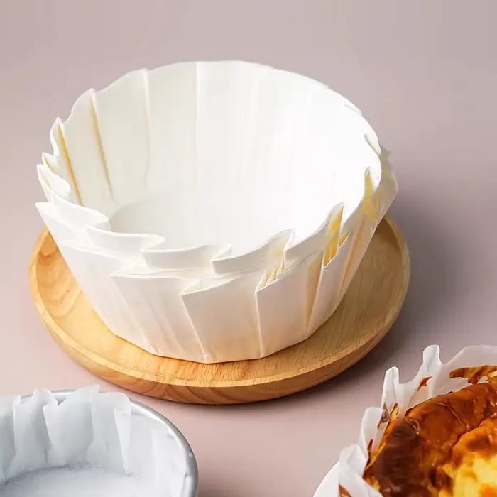 Plateau en papier à l'huile de cheesecake Basque de 4/6/8 pouces