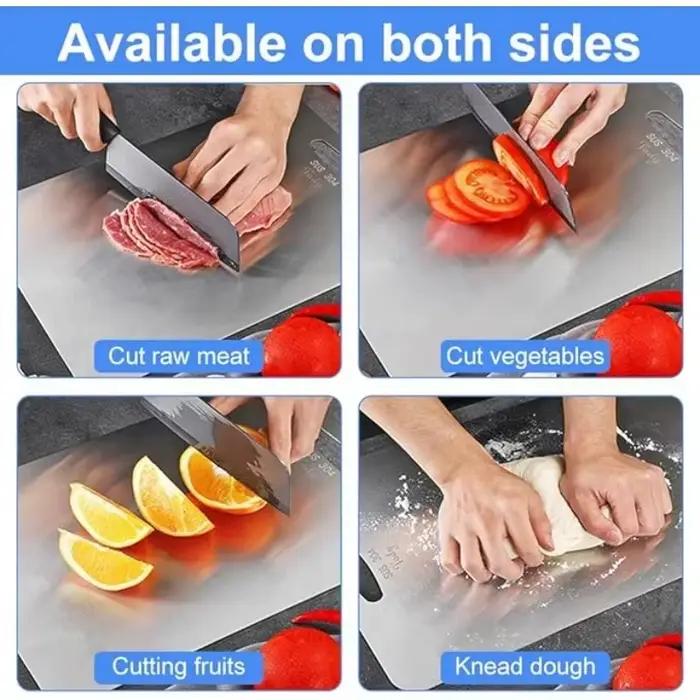 Planches à découper en titane de cuisine, planche en acier inoxydable 316, Double face de qualité alimentaire, ensemble d'ustensiles de cuisine portables pour fruits et viandes