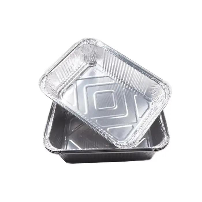 Barquette rectangulaire en aluminium de 700 ml avec couvercle en carton