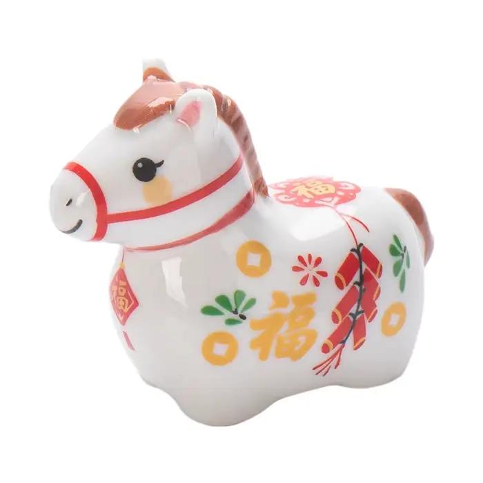 Support de rangement en céramique chinoise en forme de cheval pour baguettes